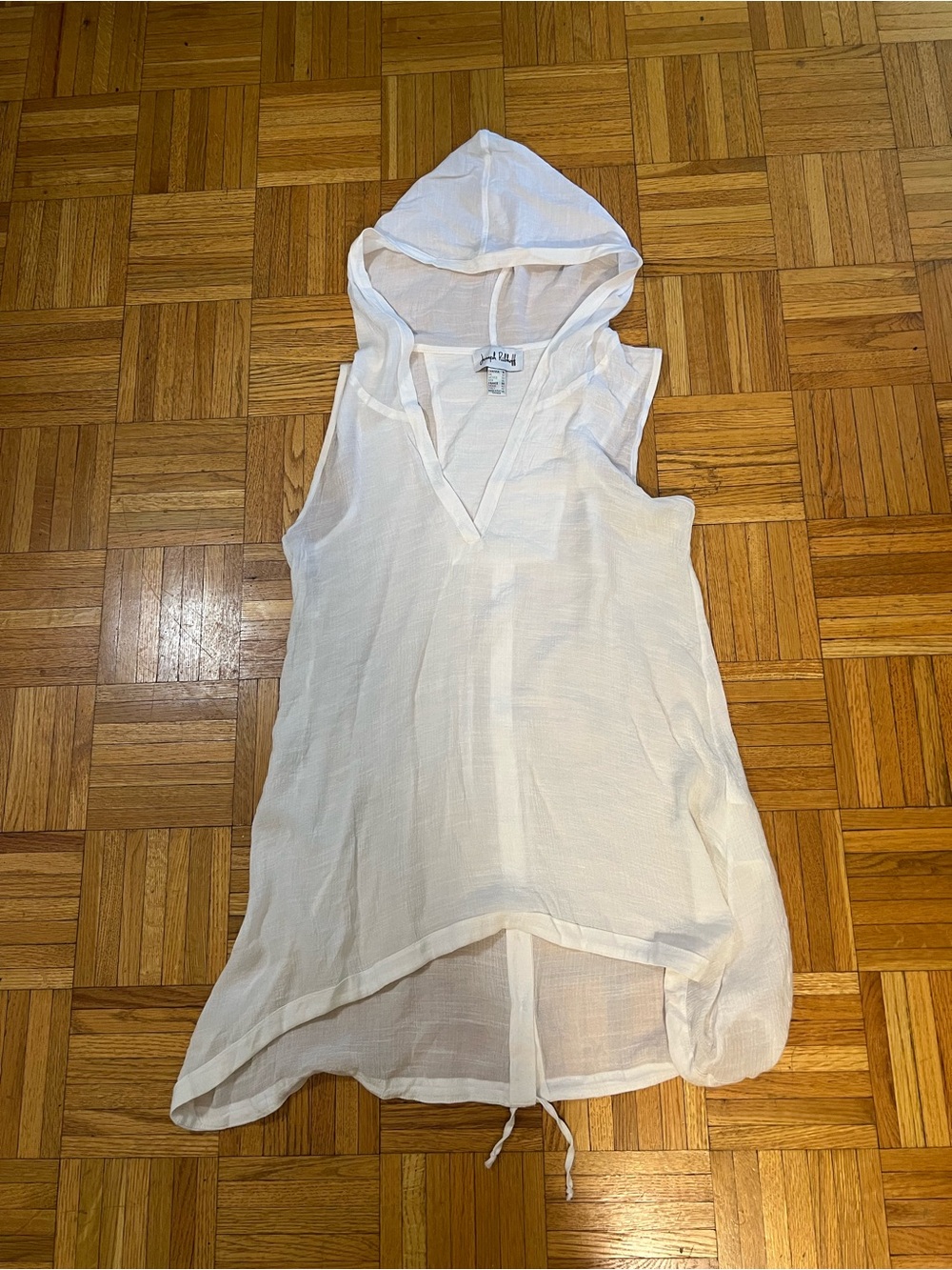 Beach to Evening Joseph Ribkoff Sheer White Hooded Swim Cover-Up size 8